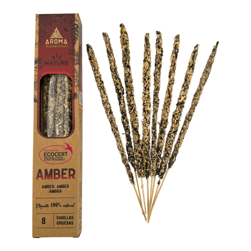 Encens Orgànic Ambre AROMA Nature - 8 varetes 1h durada-Encens Orgànic Nature Aroma Fragrances-HOSTENATURA