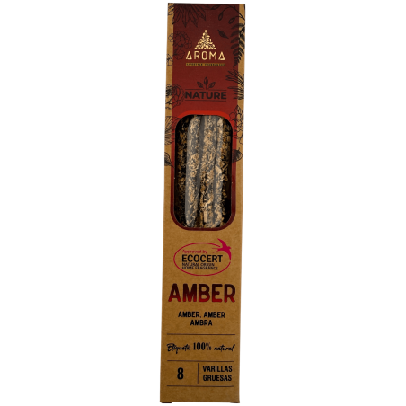 Cutie de tămâie AROMA Nature Organic Amber - 12 cutii a câte 8 bețișoare groase