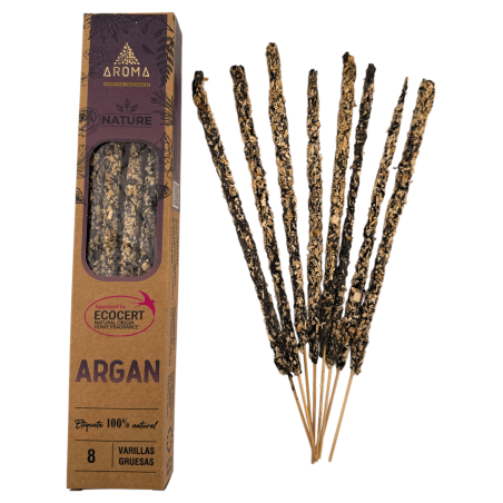 Coffret d'encens bio à l'argan AROMA Nature - 12 boîtes de 8 bâtonnets épais