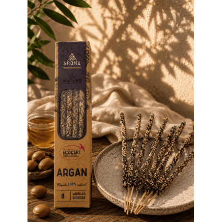 Caja Incienso Orgánico Argán AROMA Nature - 12 cajitas de 8 barritas gruesas