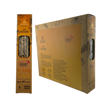 AROMA Nature Bio-Ylang-Ylang-Räucherstäbchenbox – 12 Schachteln mit je 8 dicken Stäbchen