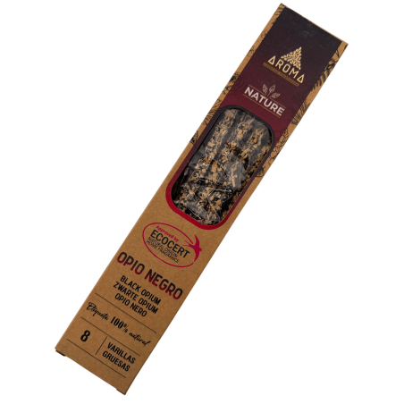 AROMA Nature Organic Black Opium Incense - 8 sticks, 1 hour duration