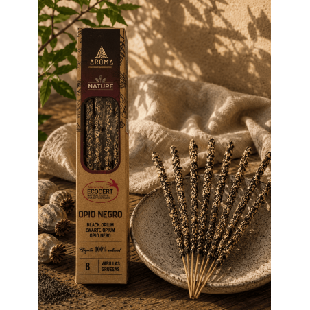 Boîte d'encens bio AROMA Nature Black Opium - 12 boîtes de 8 bâtonnets épais
