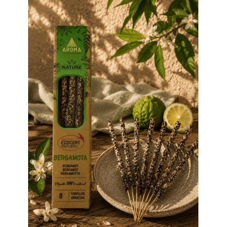 Incienso Orgánico Bergamota AROMA Nature - 8 varillas 1h duración