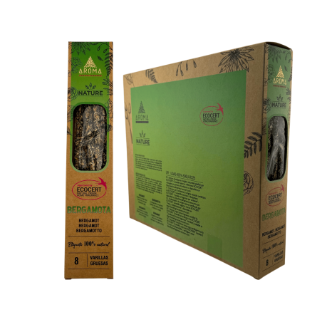 AROMA Nature Organic Bergamot Incense Box - 12 boxes of 8 thick sticks