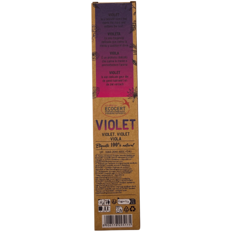 AROMA Nature Organic Violet Incense - 8 sticks, 1 hour duration
