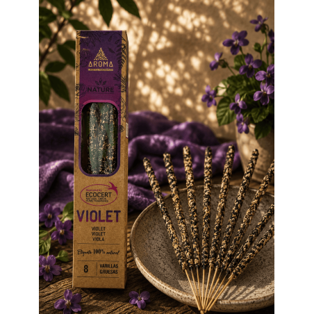 Encens violet bio AROMA Nature - 8 bâtonnets, durée 1 heure