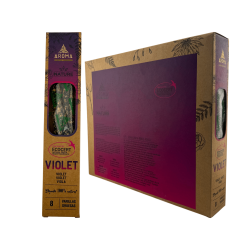 Caja Incienso Orgánico Violeta AROMA Nature - 12 cajitas de 8 barritas gruesas