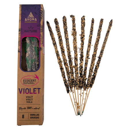 AROMA Nature Bio-Veilchen-Räucherstäbchenbox – 12 Schachteln mit je 8 dicken Stäbchen