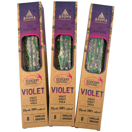 Confezione da 3 incensi biologici alla violetta AROMA Nature - 8 bastoncini, durata 1 ora