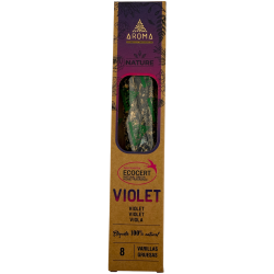 Pacote com 3 Incensos Orgânicos de Violeta AROMA Nature - 8 varetas, duração de 1 hora