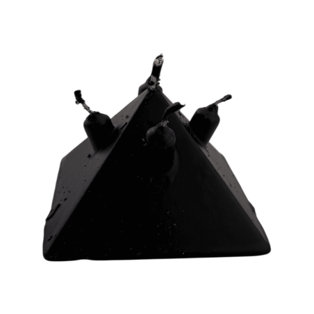 ピラミッド型キャンドル（芯5本）、ブラック、10x10x7cm - エソテリックキャンドル