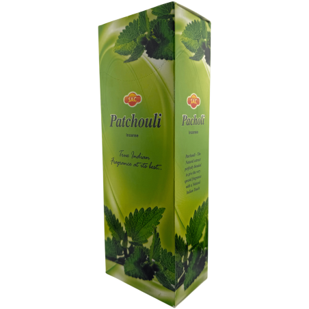 SAC Patchouli Incense - Box of 6 hexagonal packs of 20 sticks each, 120 incense sticks