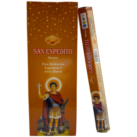 Incienso SAC San Expedito - Caja de 6 paquetes hexagonales de 20 barritas 120 barritas de incienso