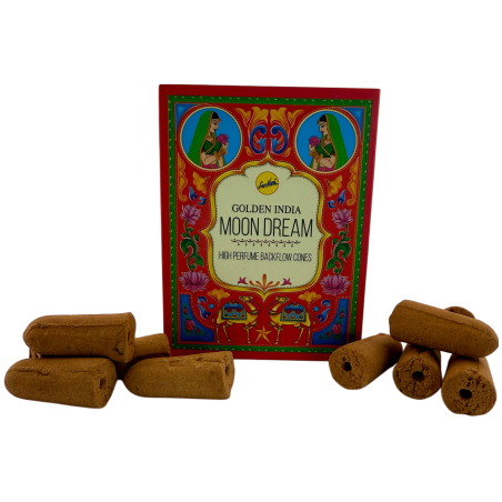 SREE VANI Golden India Rückfluss-Räucherkegel „Mondtraum“ – 10er-Packung