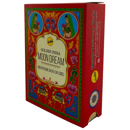 Conuri de tămâie SREE VANI Golden India Backflow Moon Dream - Pachet de 10 conuri blackflow
