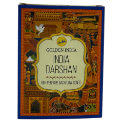 Backflow Incense Cones Aromas of India SREE VANI India Darshan Golden India - Pack of 10 blackflow cones