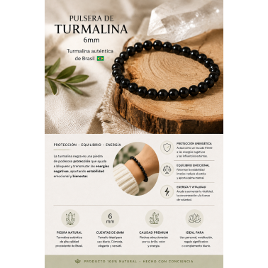6mm Tourmaline Bracelet - Authentic - Protection Against Negative Energies