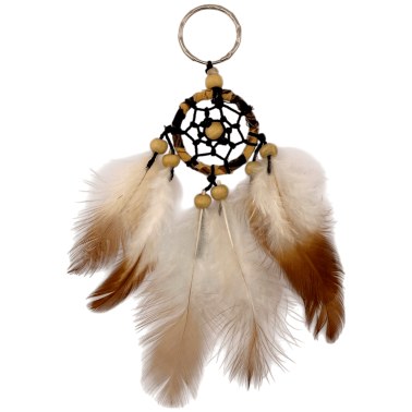 Chaveiro Apanhador de Sonhos 2cm - Branco/Marrom
