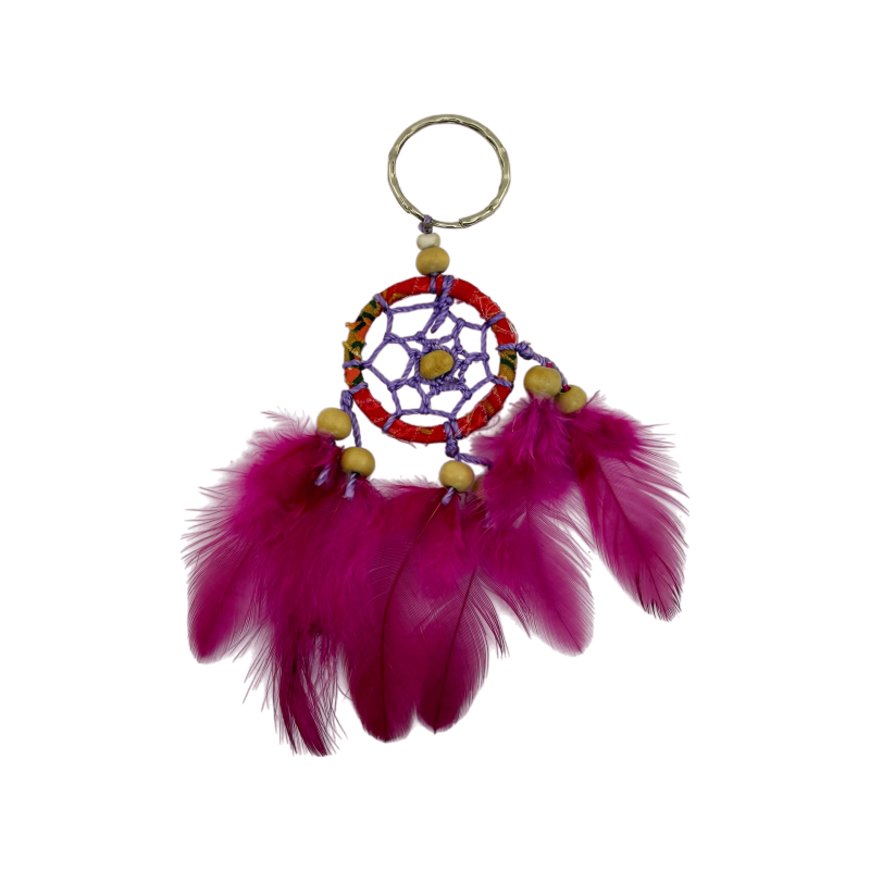 Porte-clés attrape-rêves 2 cm - Fuchsia-CAPTEUR DE RÊVES BALI-HOSTENATURA