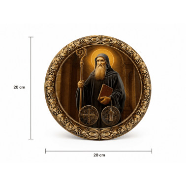 Harsbeeldje van Sint Benedictus op een schaal, 20 cm