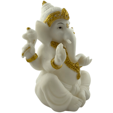 Figura Ganesha Blanc i Or 15x10x8cm