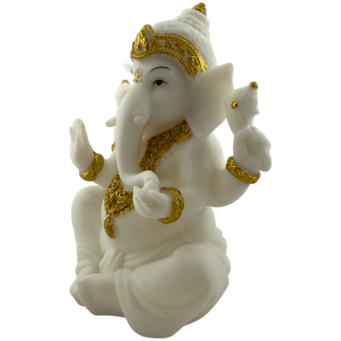 Figura Ganesha Blanc i Or 15x10x8cm