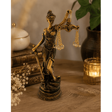 Statuetta in resina della Dea della Giustizia, 13 cm