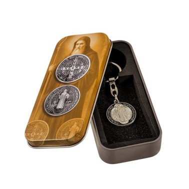 Sleutelhanger met Sint-Benedictusmedaille in blik