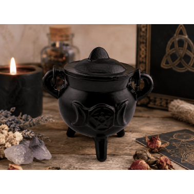 Cremador Caldero Wicca Ferro 10cm amb Triple Lluna