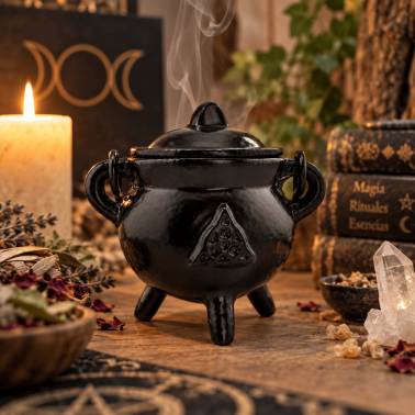 Queimador de caldeirão Wicca, de ferro, 10 cm, com símbolo celta
