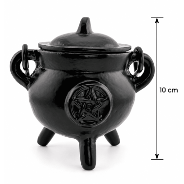 Quemador Caldero Wicca Hierro 10cm con pentagrama