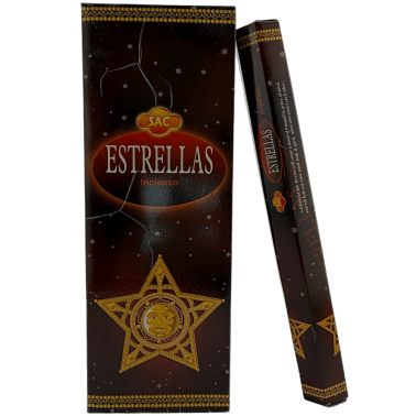 Encens SAC Stars - Boîte de 6 paquets hexagonaux de 20 bâtonnets chacun, soit 120 bâtonnets d'encens