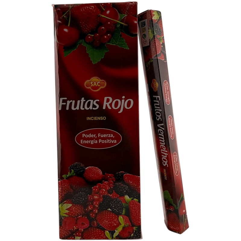 SAC Räucherstäbchen „Rote Früchte“ – Schachtel mit 6 sechseckigen Packungen à 20 Stäbchen, insgesamt 120 Räucherstäbchen-SAC-HOSTENATURA