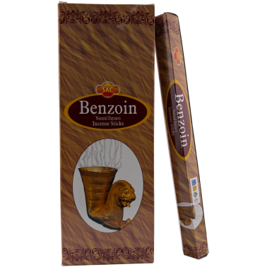 SAC Benzoin Rökelse - Ask med 6 sexkantiga förpackningar med 20 pinnar vardera, 120 rökelsepinnar