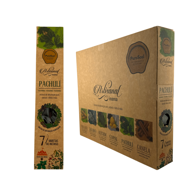 Pure Soul AUM Fragrances Artisan Patchouli Wierookdoos - 12 doosjes-Pure Soul AUM Fragrances Handgemaakte Wierook-HOSTENATURA