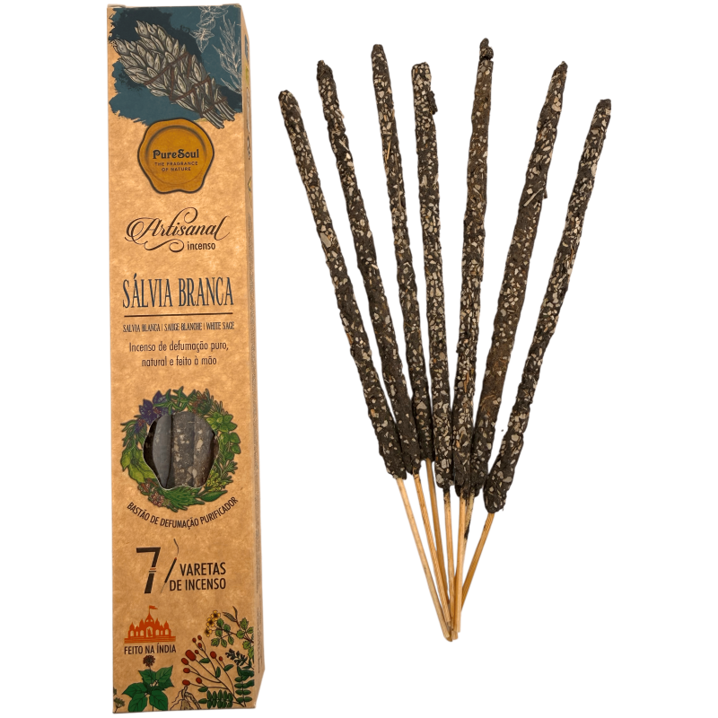 Incienso artesano Salvia Blanca Pure Soul AUM Fragrances - 7 barritas orgánicas-Incienso Artesanal Pure Soul AUM Fragrances-HOSTENATURA