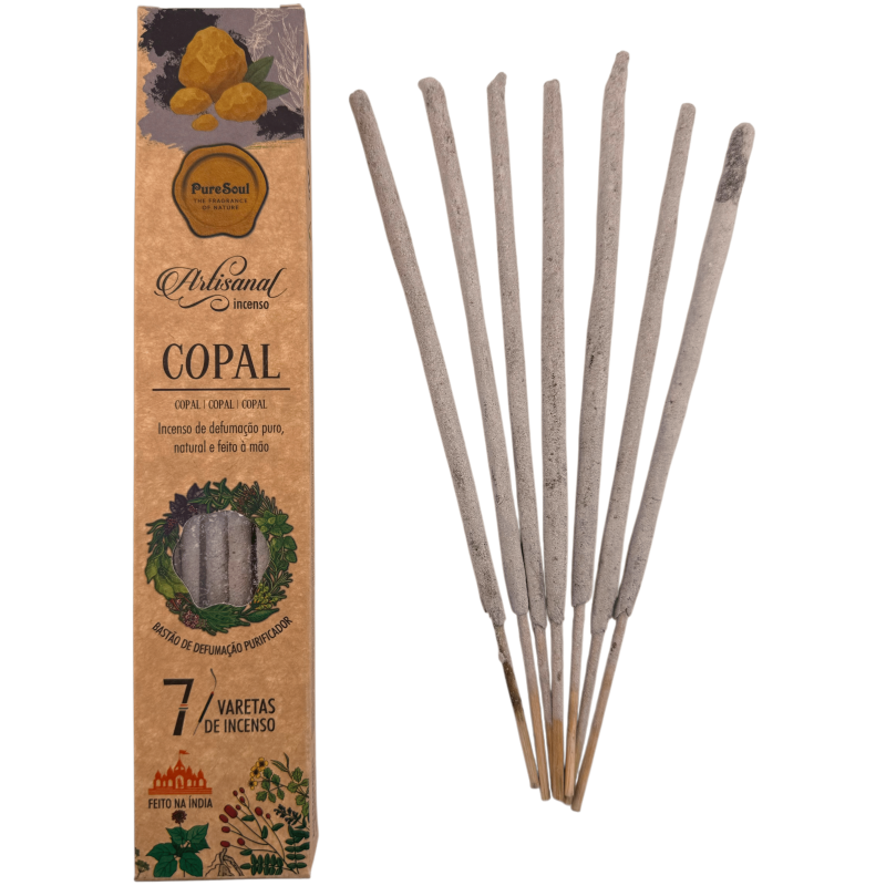 Encens artisanal Copal de Pure Soul AUM Fragrances - 7 bâtonnets biologiques-Parfums Pure Soul AUM Encens fait main-HOSTENATURA