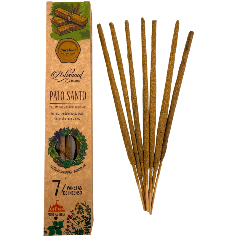 Pure Soul AUM Fragrances Palo Santo Artisan Incense - 7 Organic Sticks-Pure Soul AUM Fragrances Handmade Incense-HOSTENATURA