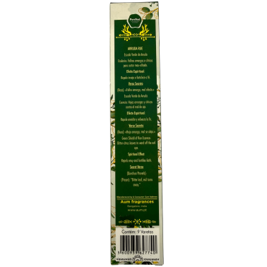 Pure Soul AUM Fragrances Incenso Natural de Arruda - 9 Varetas Orgânicas para Defumação