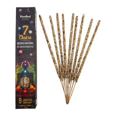 Incienso natural 7 Chakras Pure Soul AUM Fragrances - 9 barritas orgánicas defumación