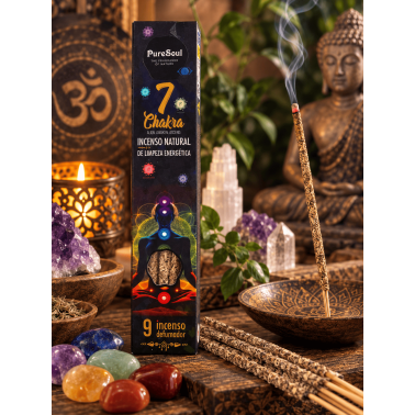Incienso natural 7 Chakras Pure Soul AUM Fragrances - 9 barritas orgánicas defumación
