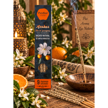 Encens naturel à la fleur d'oranger Pure Soul AUM Fragrances - 9 bâtonnets de fumigation biologiques