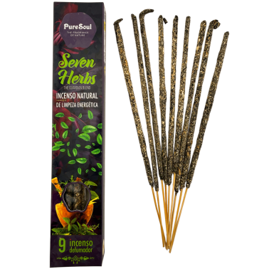 Encens naturel Pure Soul AUM Fragrances Seven Herbs - 9 bâtonnets de fumigation biologiques