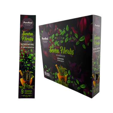 Pure Soul AUM Fragrances Caixa de Incenso Natural com Sete Ervas - 12 Caixas para Defumação