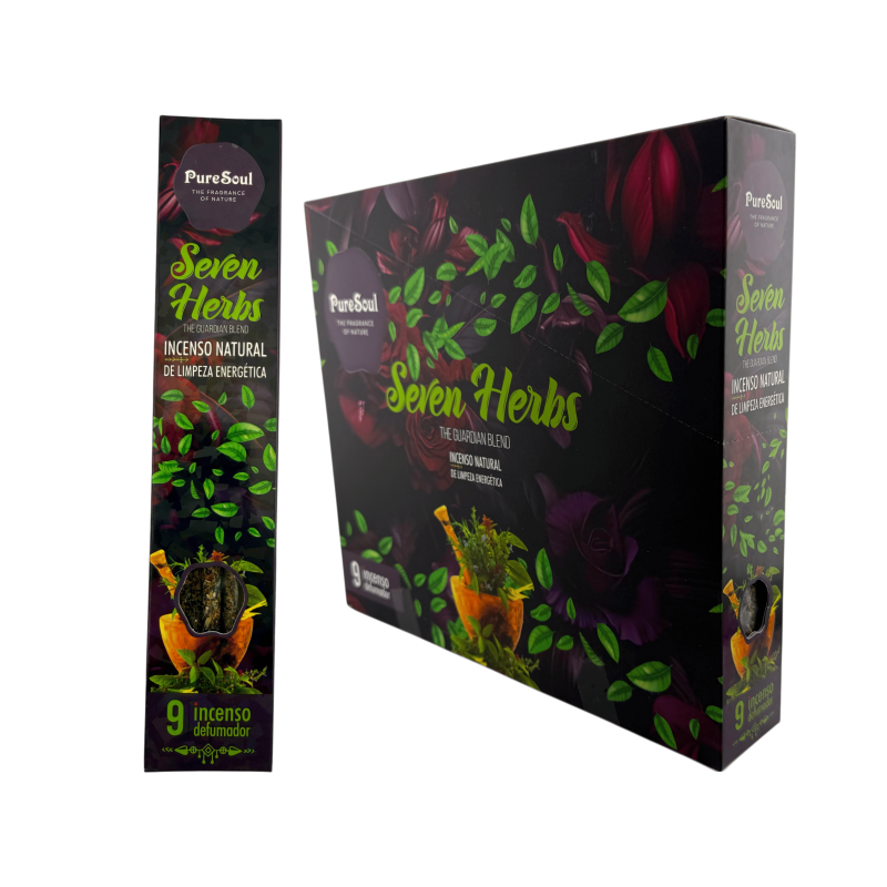 Caja incienso natural Siete Hierbas Pure Soul AUM Fragrances - 12 cajitas defumación-Incienso Natural Pure Soul AUM Fragrances-HOSTENATURA