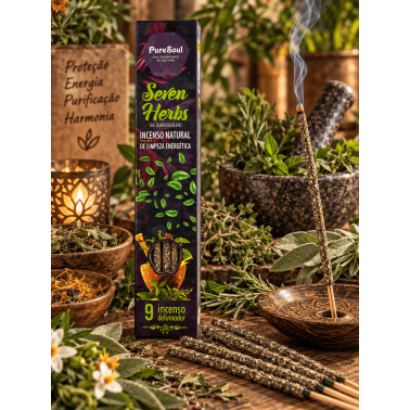Caja incienso natural Siete Hierbas Pure Soul AUM Fragrances - 12 cajitas defumación