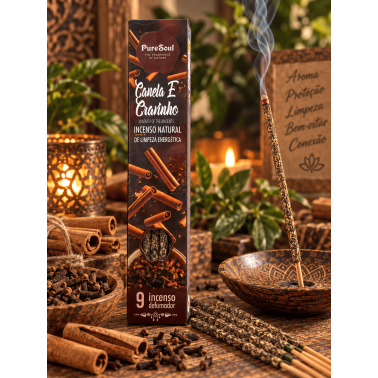 Incienso natural Canela y Clavo Pure Soul AUM Fragrances - 9 barritas orgánicas defumación