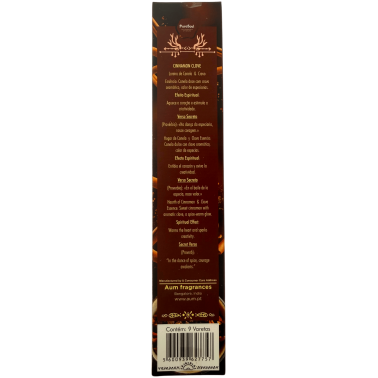 Caja incienso natural Canela y Clavo Pure Soul AUM Fragrances - 12 cajitas defumación