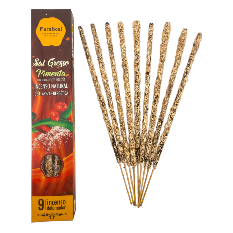 Pure Soul AUM Fragrances Naturlig Rökelse Grov Salt och Peppar - 9 Organiska Smudging Sticks-Incienso Natural Pure Soul AUM-dofter-HOSTENATURA